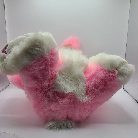 Dan Dee Pink Bunny Rabbit Plush Hoppy Hopster Embroidered Flowers 24 Inch - Picture 7 of 8